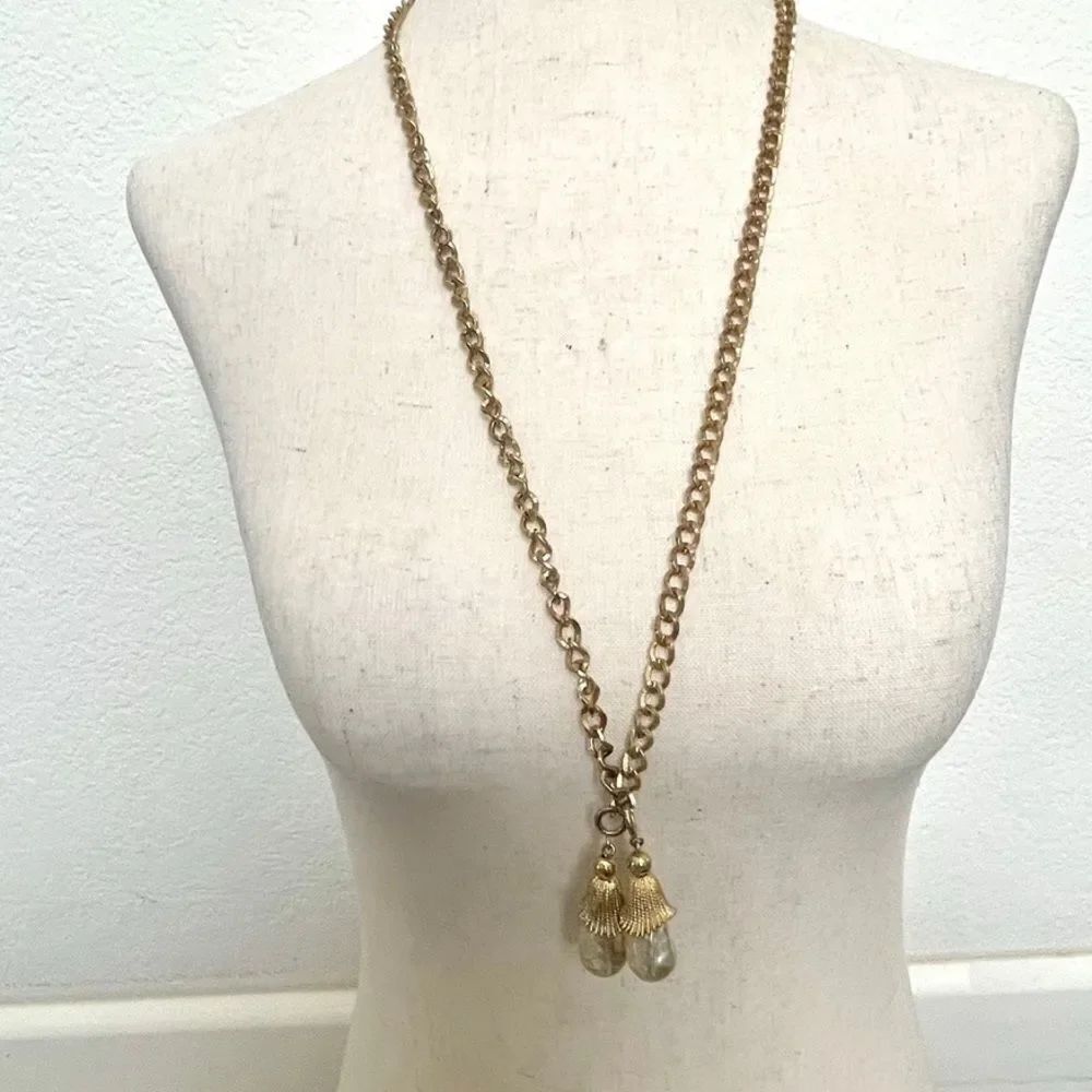Sarah Coventry vintage gold tone necklace with removable faux pearls